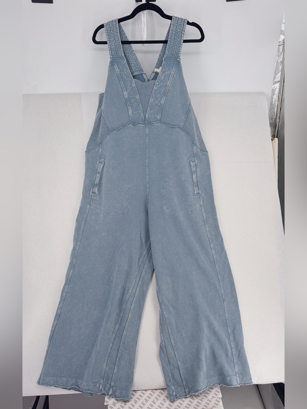 Easel Mineral Washed Terry Knit Jumpsuit in Denim NWT SIZE M - Picture 6 of 10